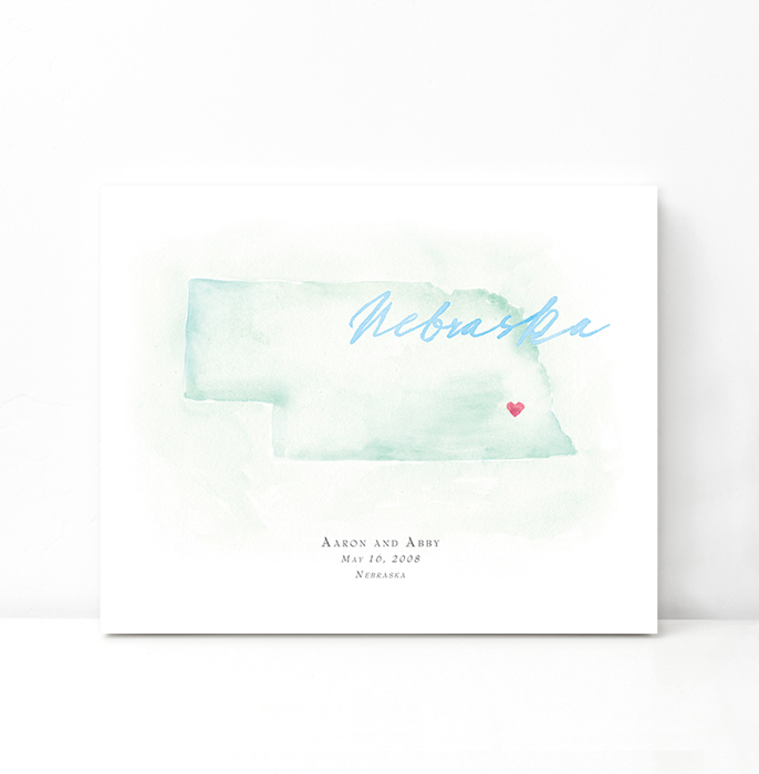 Personalized Watercolor Map 