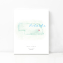 Nebraska 5x7 - Portrait Personalized Watercolor Map 