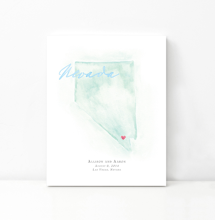 Personalized Watercolor Map 