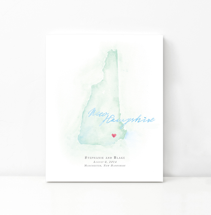 Personalized Watercolor Map 