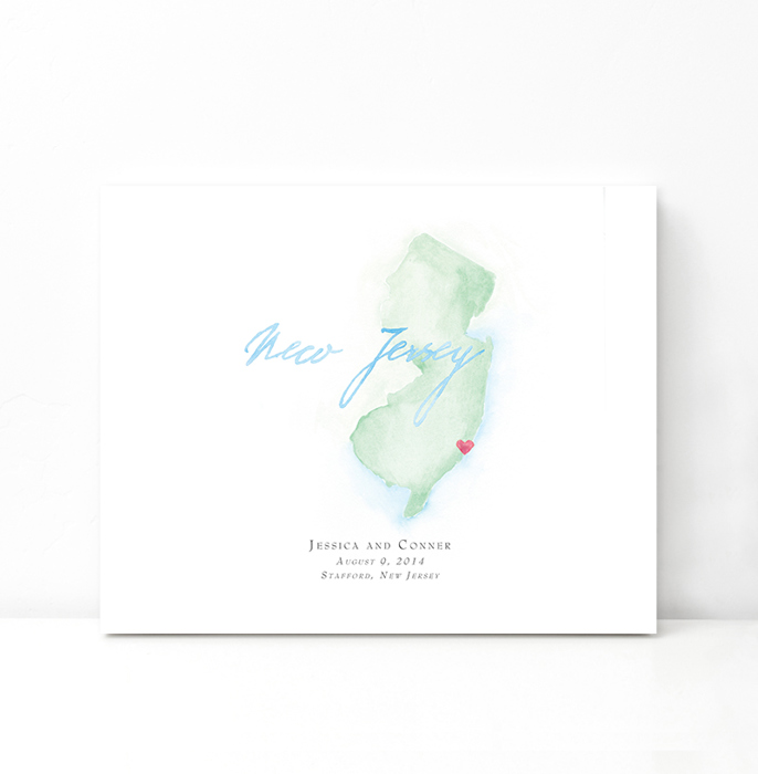 Personalized Watercolor Map 