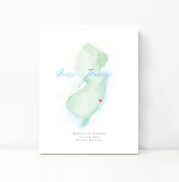 Personalized Watercolor Map 