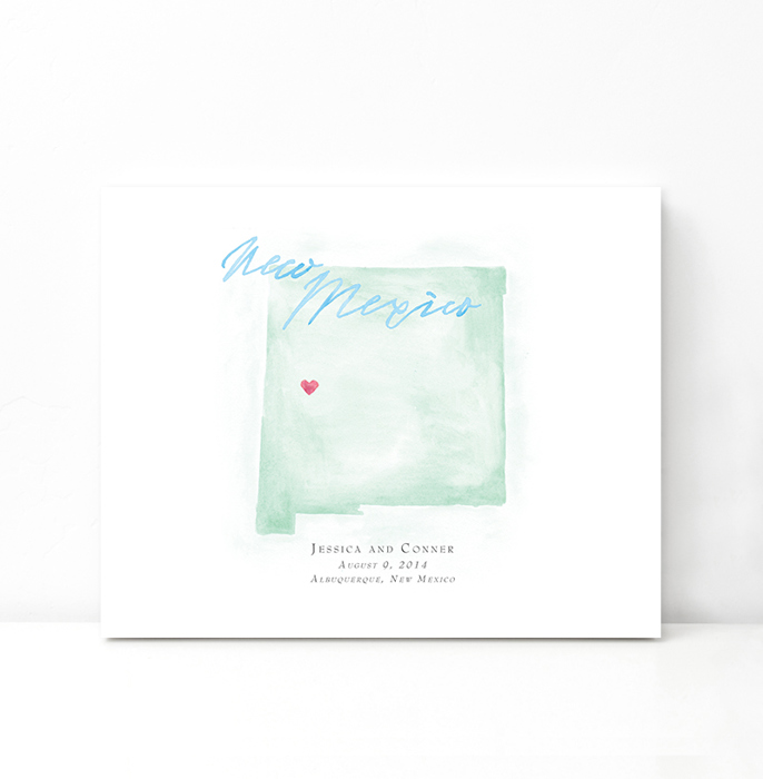 Personalized Watercolor Map 