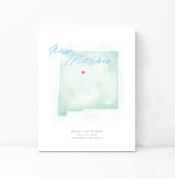 Personalized Watercolor Map 