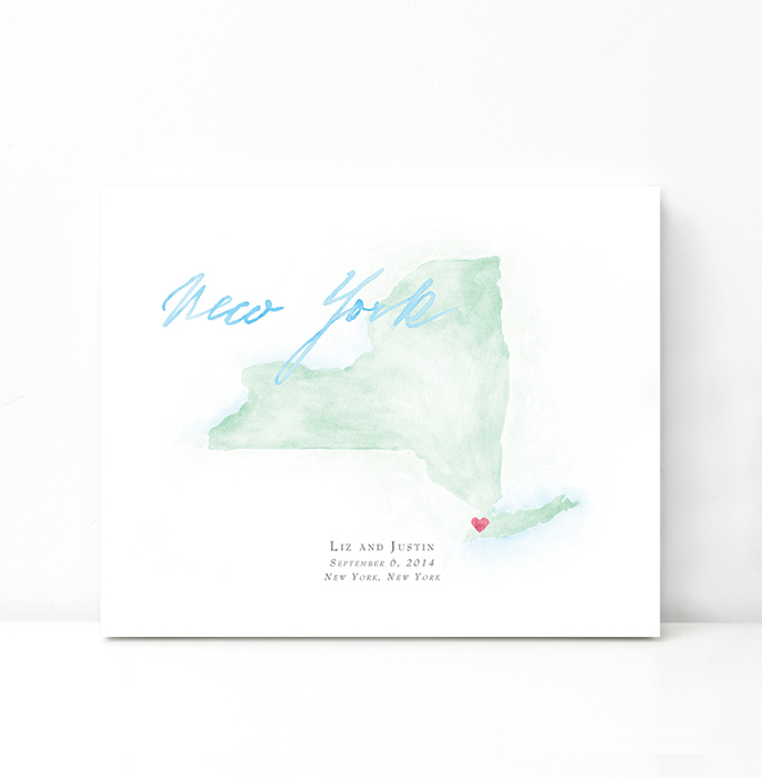 Personalized Watercolor Map 