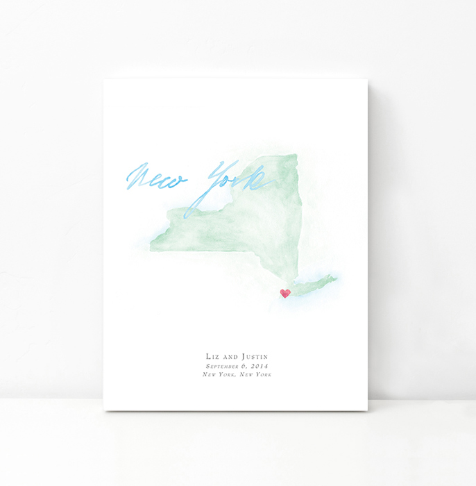 Personalized Watercolor Map 