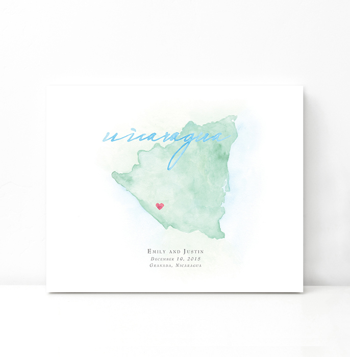 Personalized Watercolor Map 