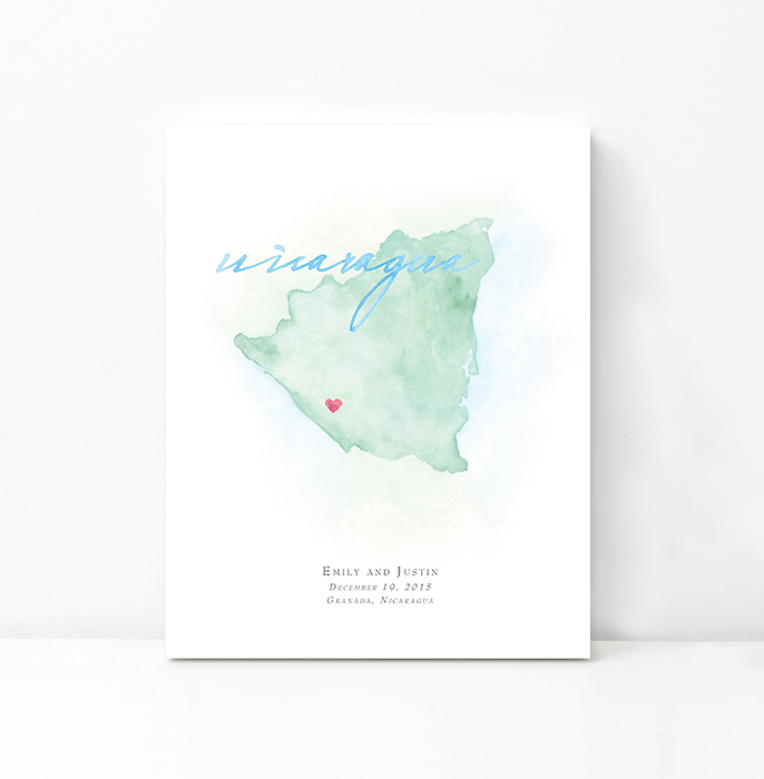 Personalized Watercolor Map 