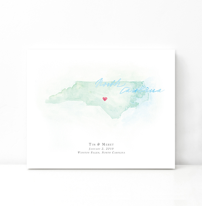 Personalized Watercolor Map 