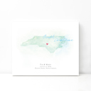 North Carolina 5x7 - Landscape Personalized Watercolor Map 