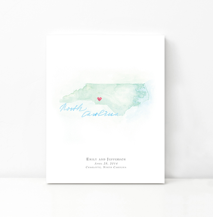 Personalized Watercolor Map 