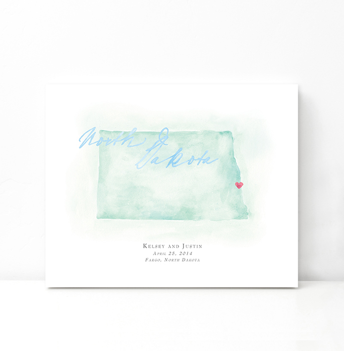 Personalized Watercolor Map 