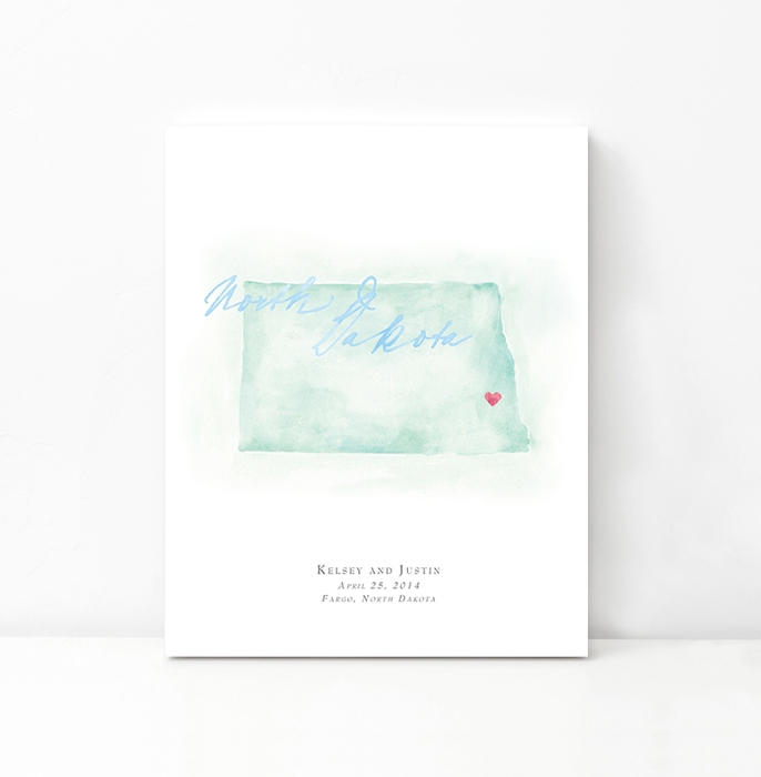 Personalized Watercolor Map 