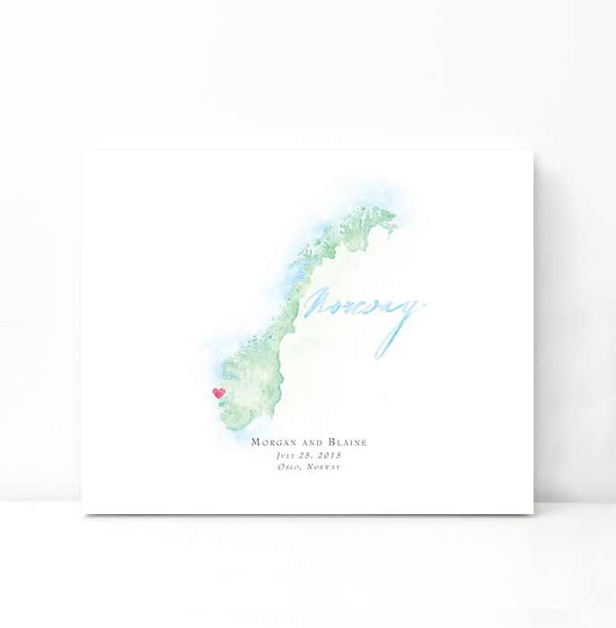 Personalized Watercolor Map 