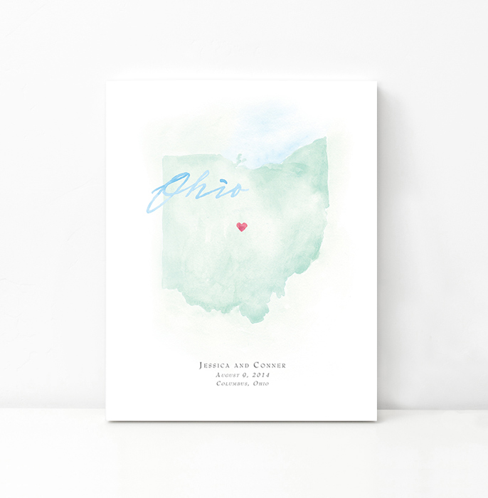 Personalized Watercolor Map 