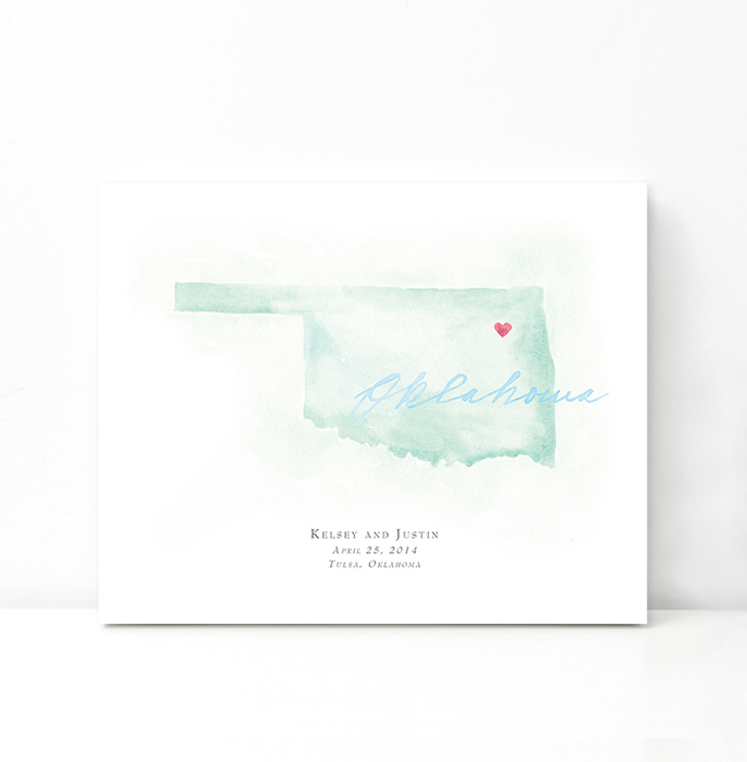 Personalized Watercolor Map 