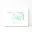 Oklahoma 5x7 - Landscape Personalized Watercolor Map 
