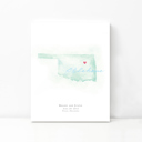 Oklahoma 5x7 - Portrait Personalized Watercolor Map 