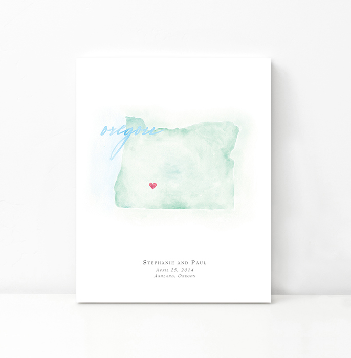Personalized Watercolor Map 