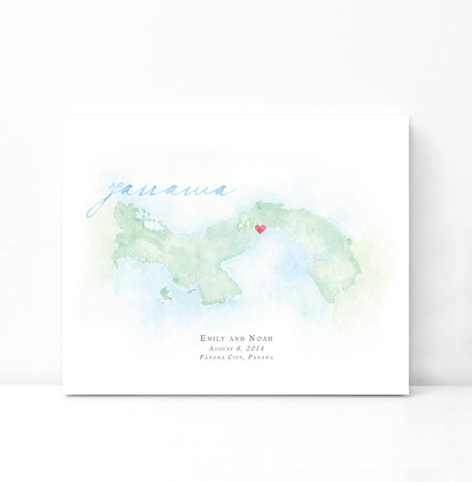 Personalized Watercolor Map 