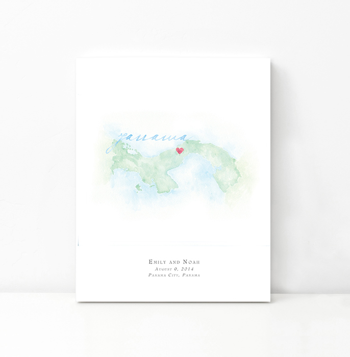 Personalized Watercolor Map 