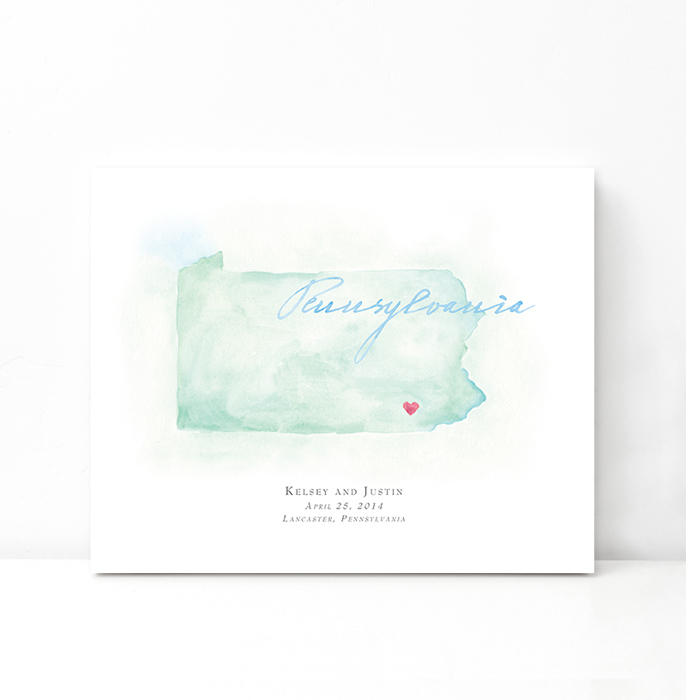 Personalized Watercolor Map 