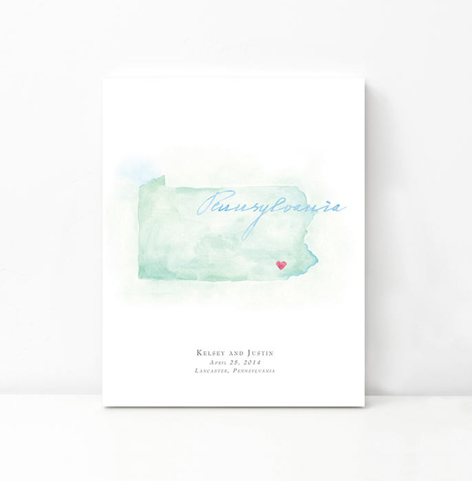 Personalized Watercolor Map 