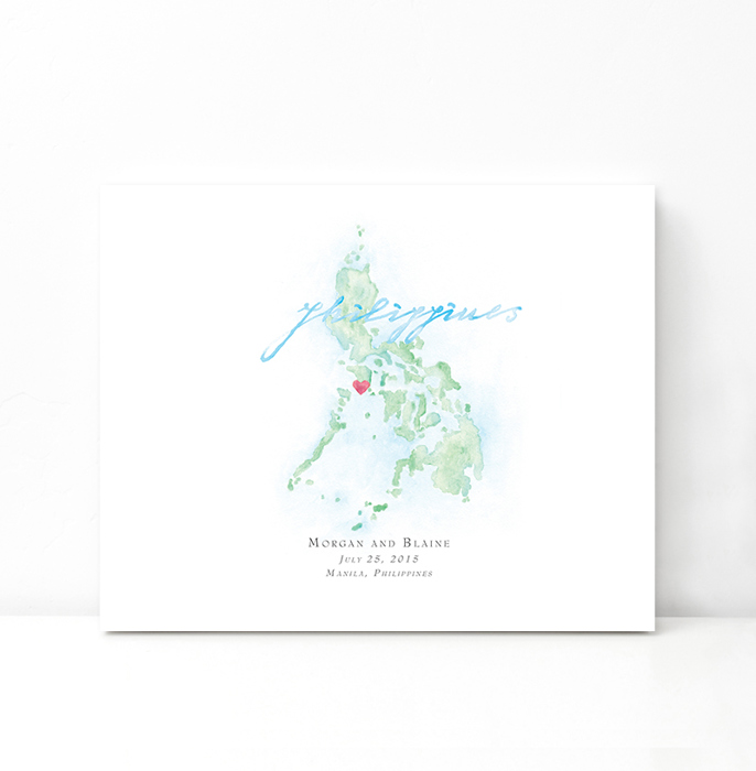 Personalized Watercolor Map 