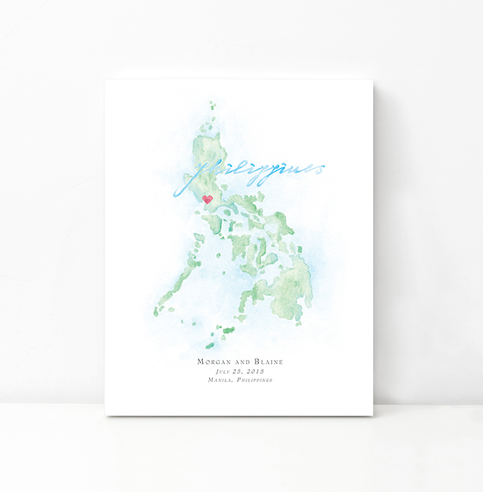 Personalized Watercolor Map 