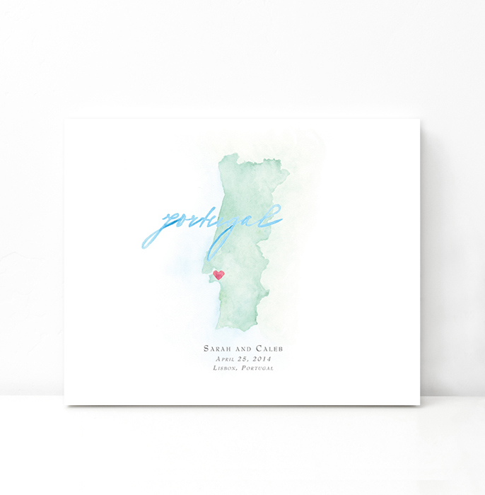 Personalized Watercolor Map 