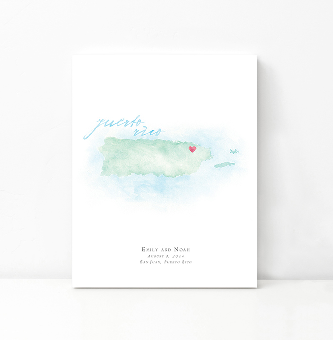 Personalized Watercolor Map 
