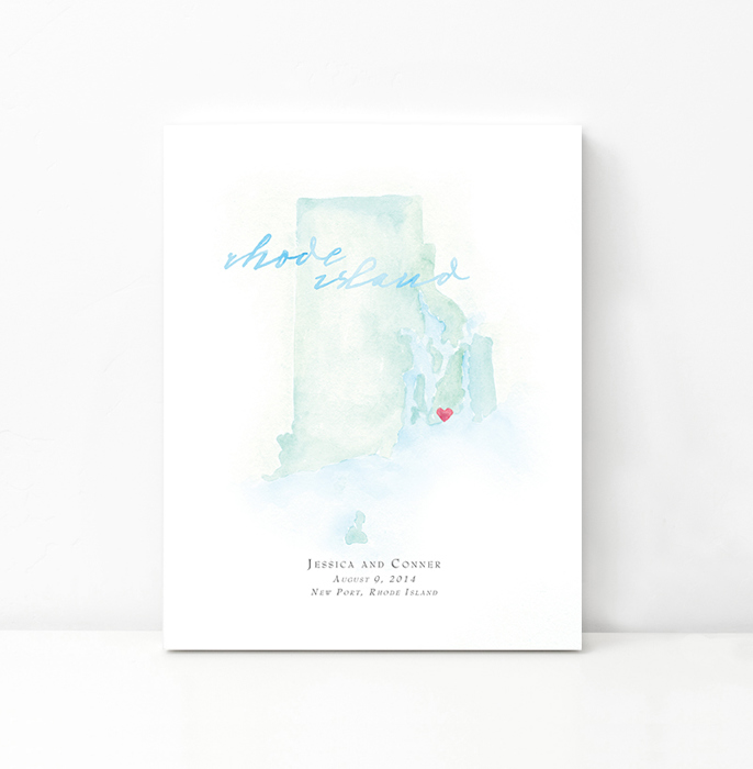 Personalized Watercolor Map 