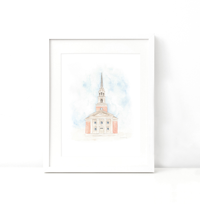 Robert Carr Chapel Watercolor Art Print - Fort Worth, Texas
