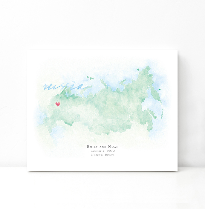 Personalized Watercolor Map 