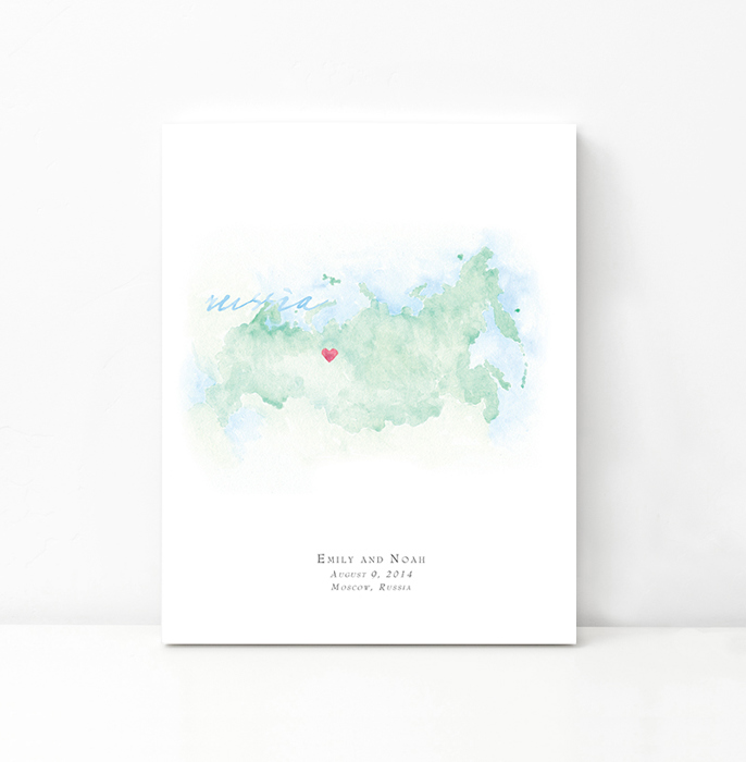 Personalized Watercolor Map 