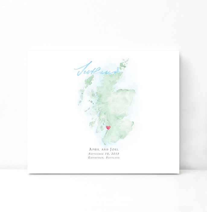 Personalized Watercolor Map 