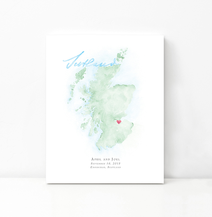 Personalized Watercolor Map 