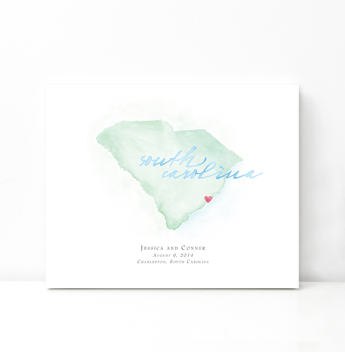 Personalized Watercolor Map 