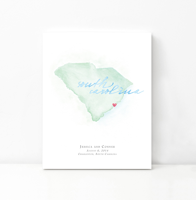 Personalized Watercolor Map 