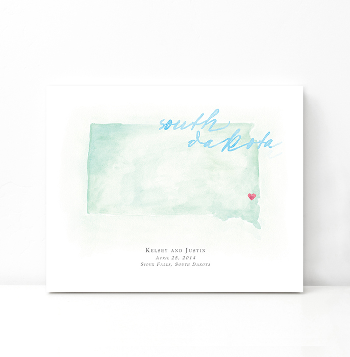 Personalized Watercolor Map 