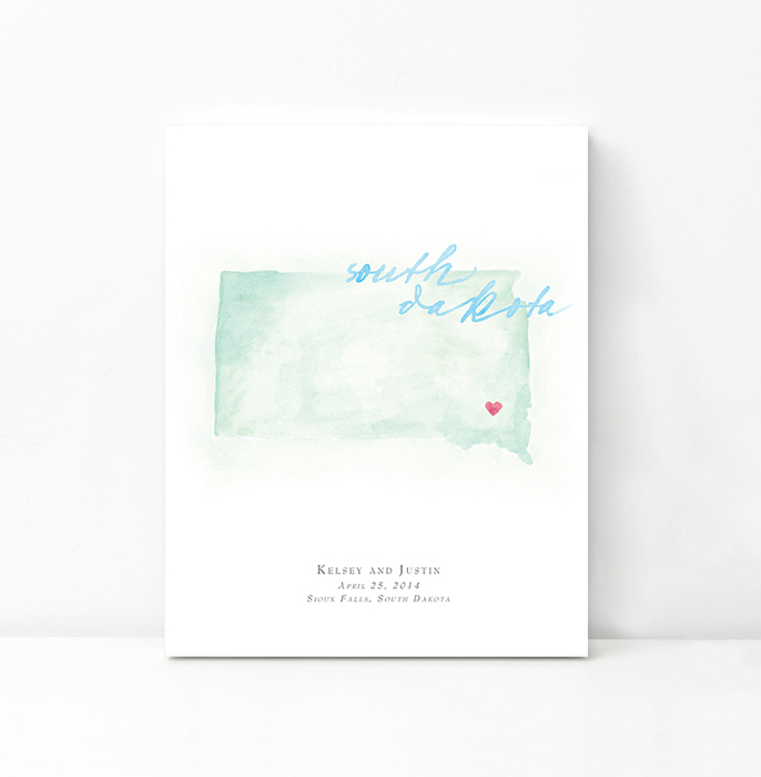 Personalized Watercolor Map 