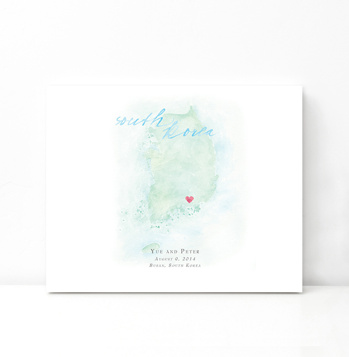 Personalized Watercolor Map 