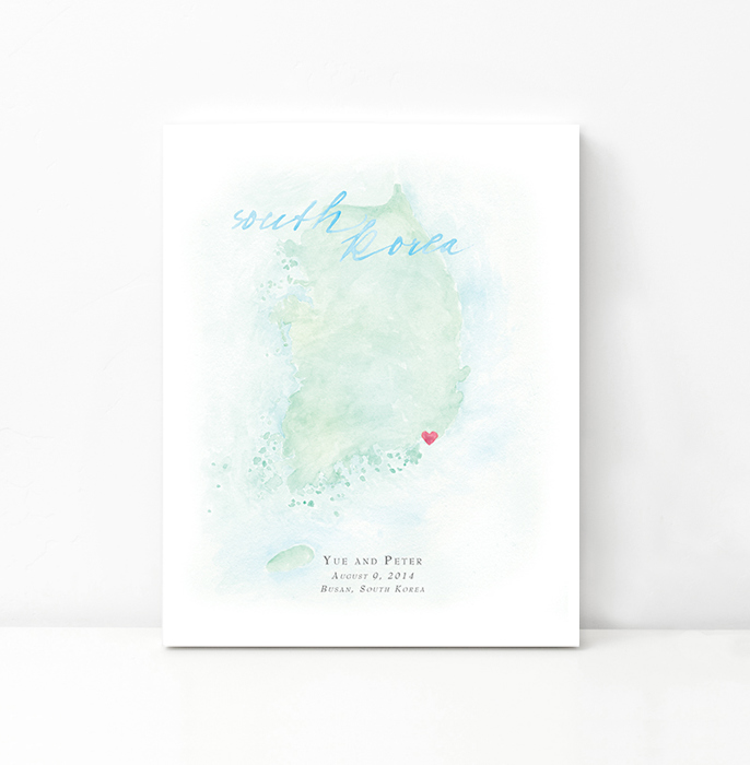 Personalized Watercolor Map 