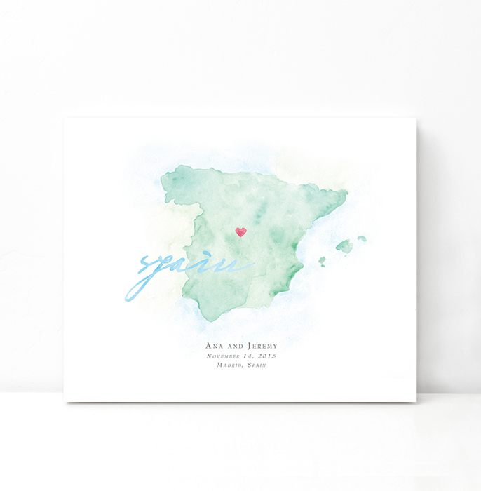 Personalized Watercolor Map 
