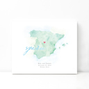 Spain 5x7 - Landscape Personalized Watercolor Map 
