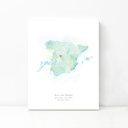 Spain 5x7 - Portrait Personalized Watercolor Map 
