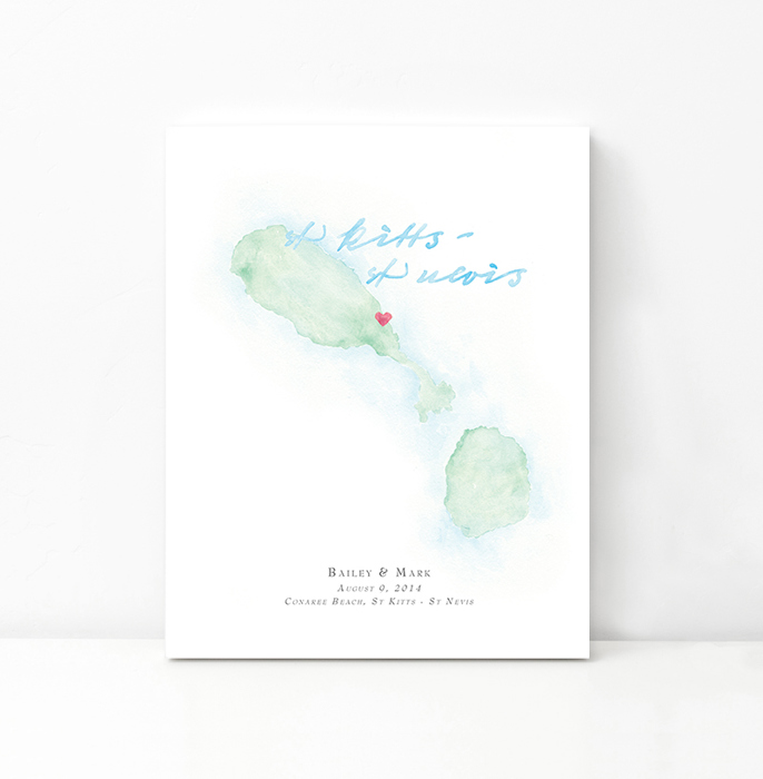 Personalized Watercolor Map 