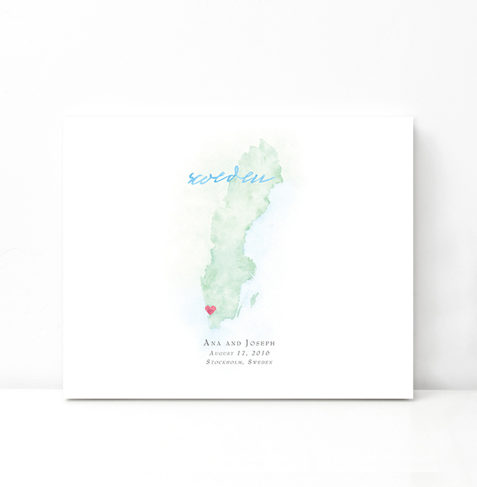 Personalized Watercolor Map 
