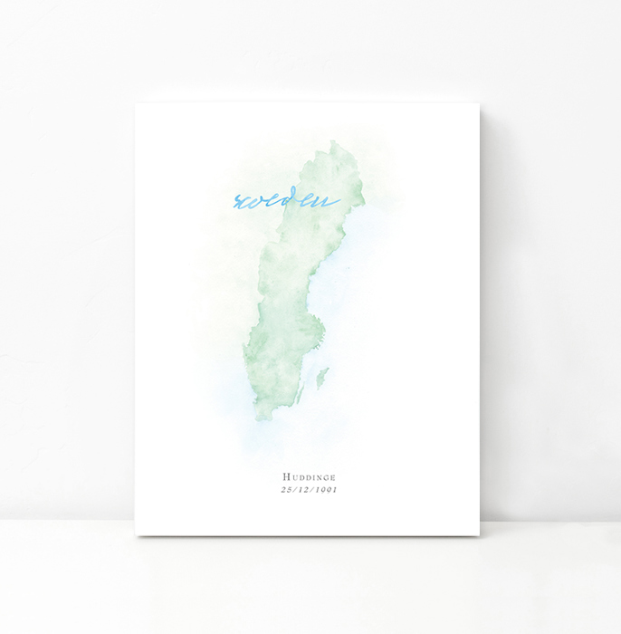 Personalized Watercolor Map 