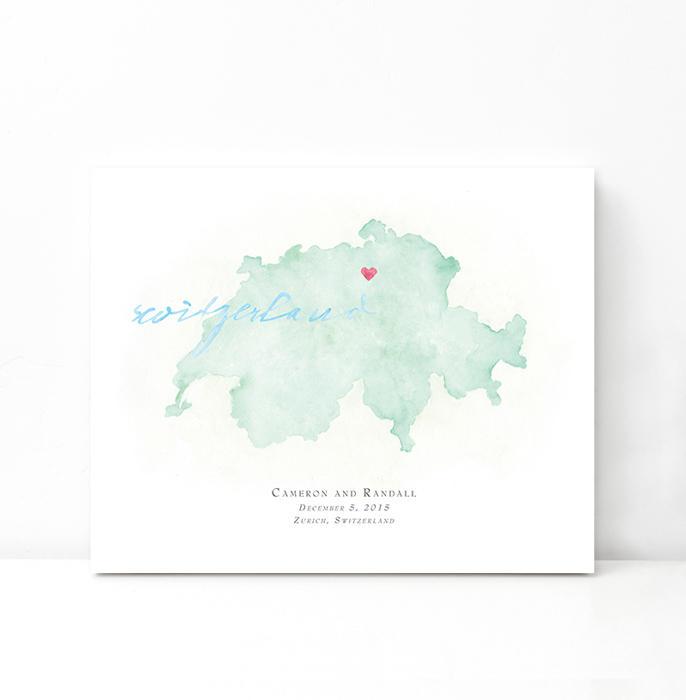 Personalized Watercolor Map 